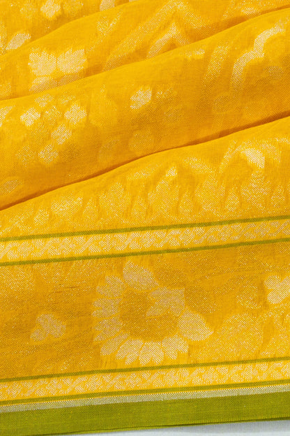 Banarasi Cotton Brocade Yellow Saree
