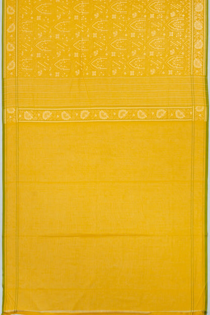 Banarasi Cotton Brocade Yellow Saree