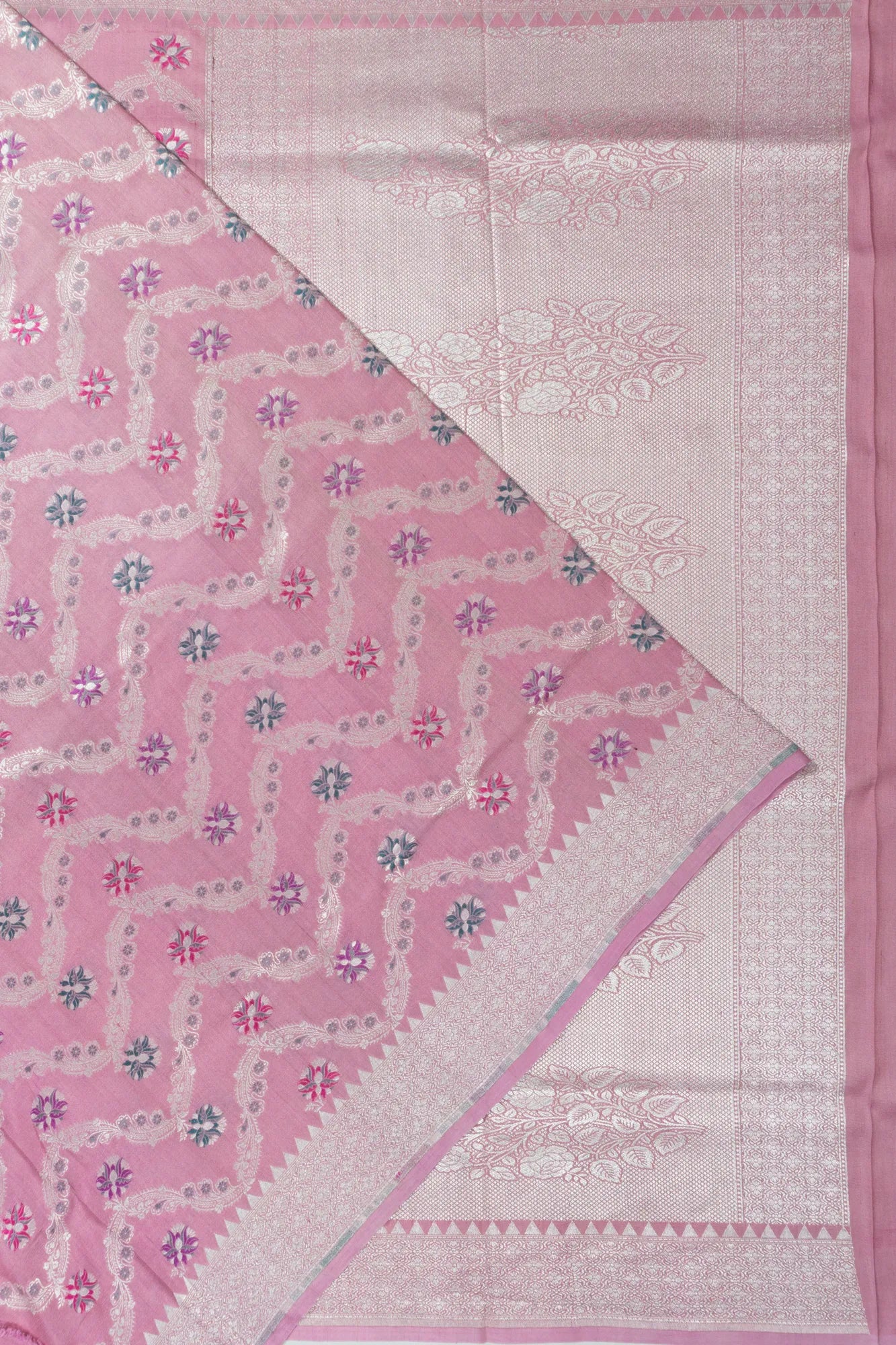 Banarasi Tussar Georgette Jaal Pink Saree