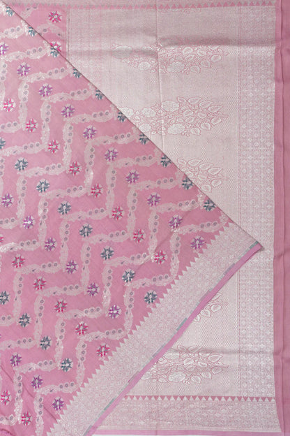 Banarasi Tussar Georgette Jaal Pink Saree