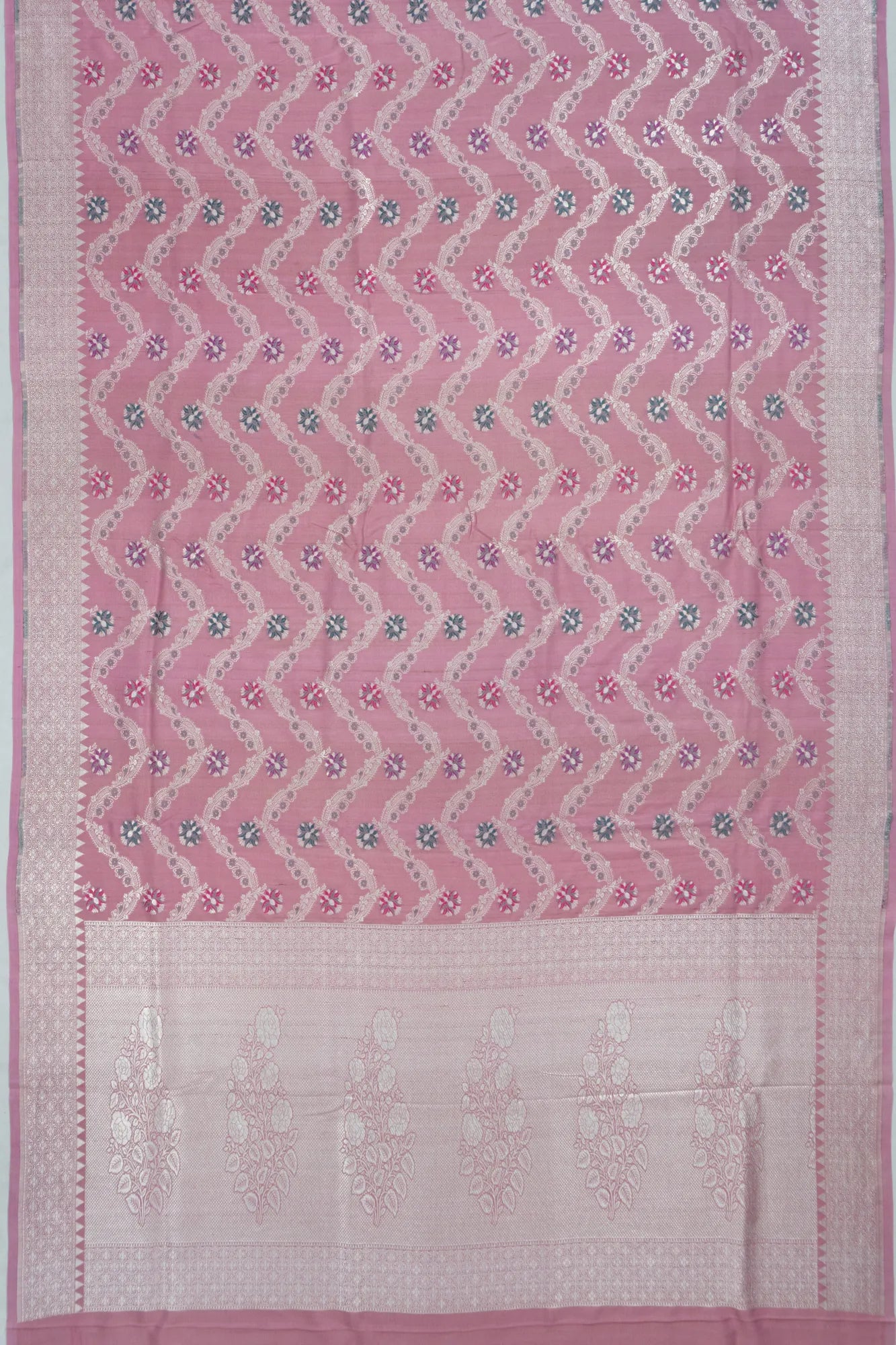 Banarasi Tussar Georgette Jaal Pink Saree