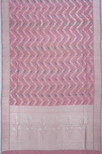Banarasi Tussar Georgette Jaal Pink Saree