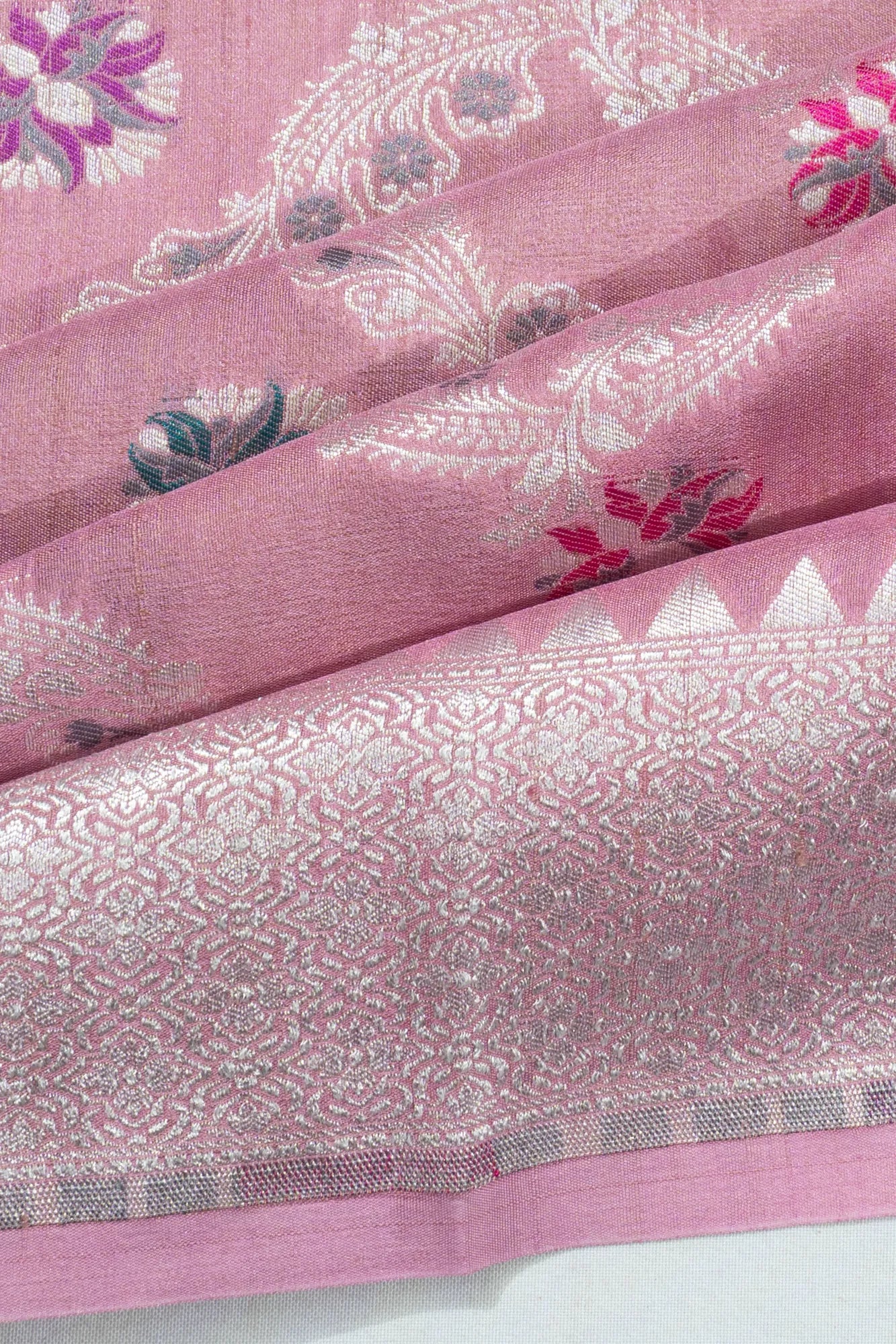 Banarasi Tussar Georgette Jaal Pink Saree