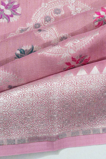 Banarasi Tussar Georgette Jaal Pink Saree