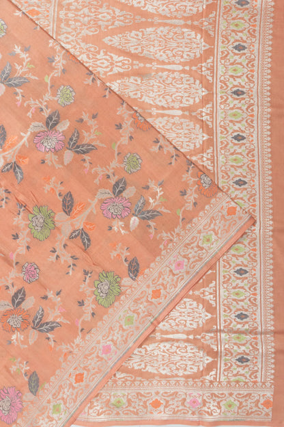 Banarasi Tussar Georgette Jaal Pastel Orange Saree