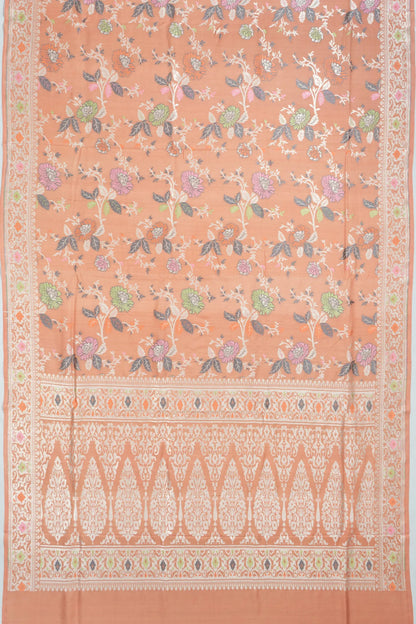 Banarasi Tussar Georgette Jaal Pastel Orange Saree