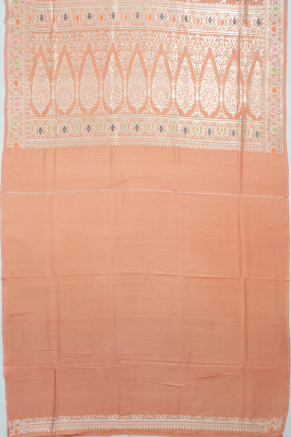 Banarasi Tussar Georgette Jaal Pastel Orange Saree