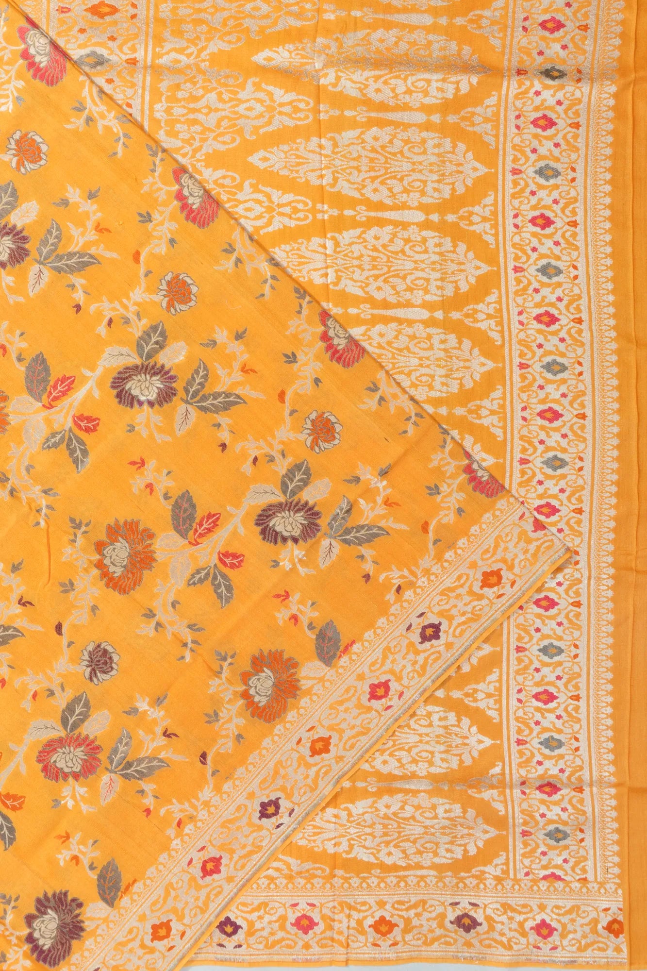 Banarasi Tussar Georgette Jaal Yellow Saree