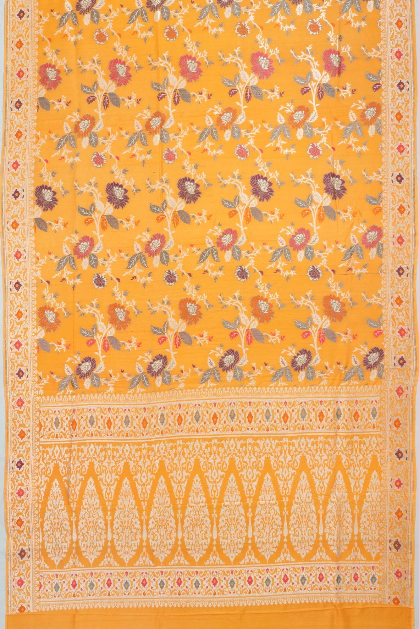 Banarasi Tussar Georgette Jaal Yellow Saree