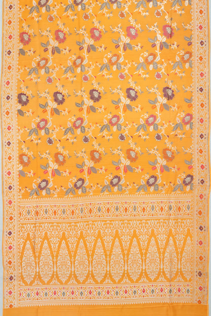 Banarasi Tussar Georgette Jaal Yellow Saree
