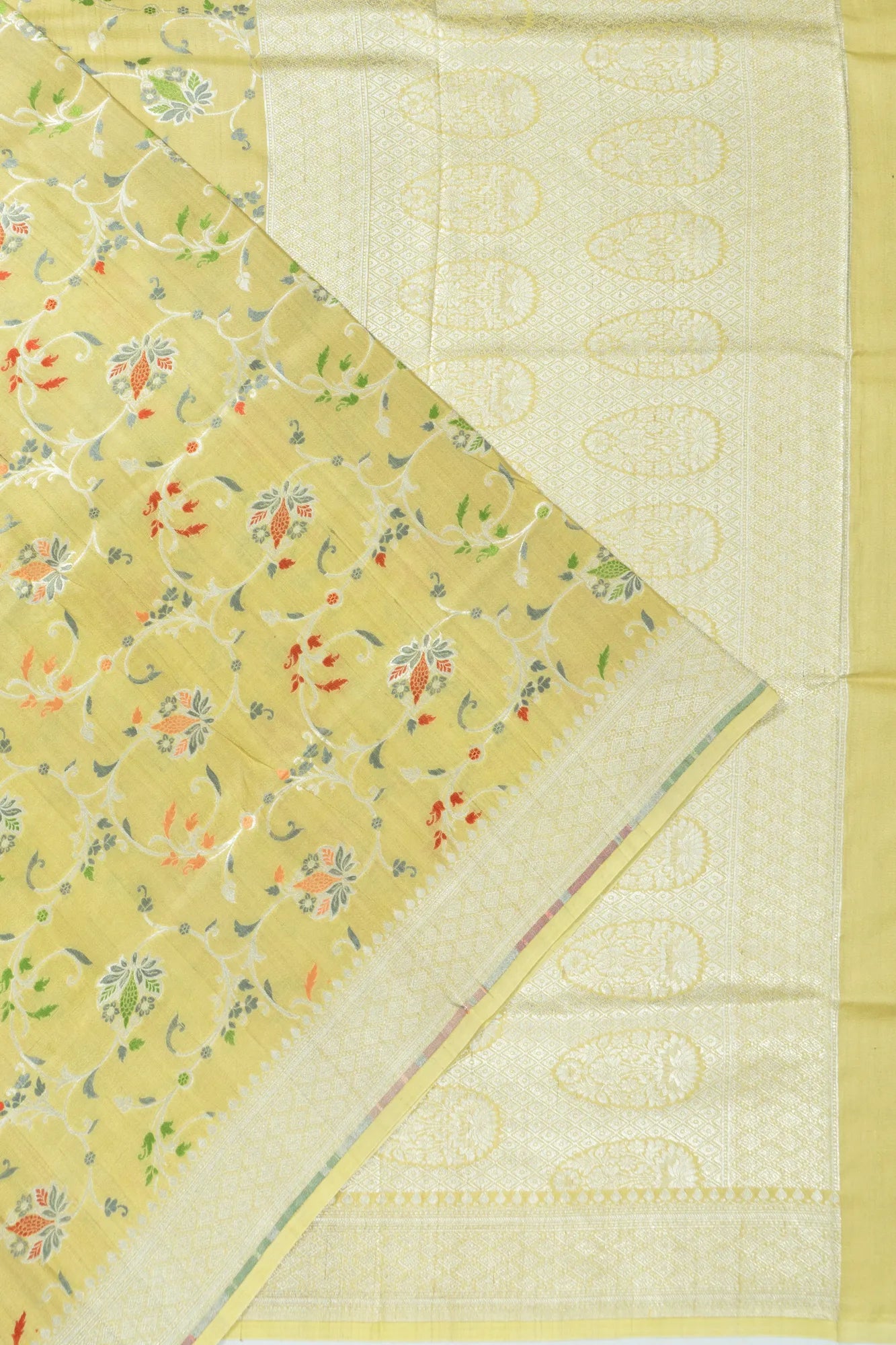 Banarasi Tussar Georgette Jaal Cream Saree