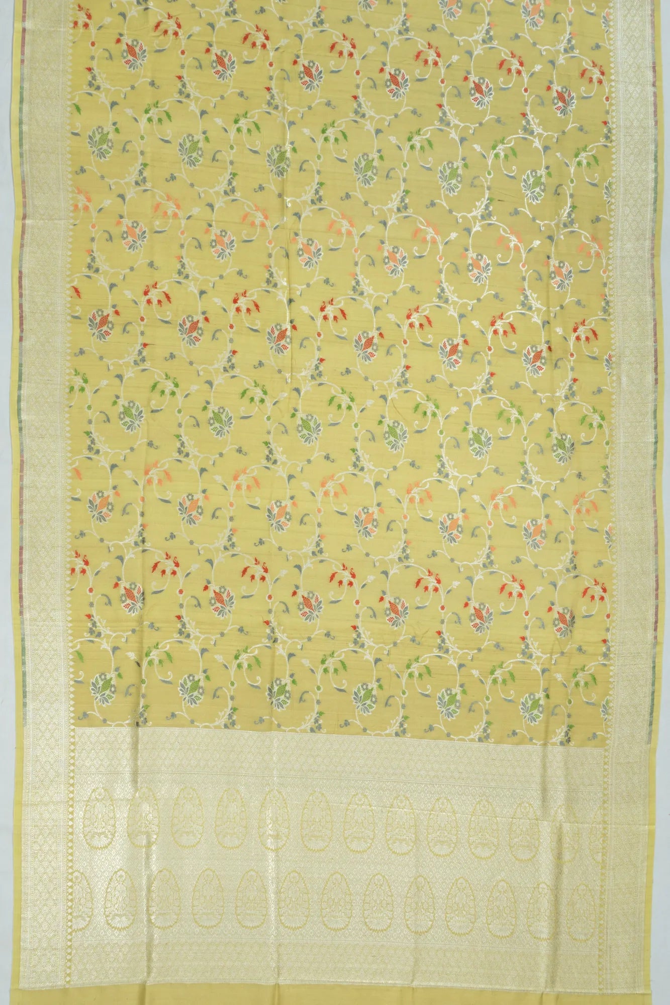 Banarasi Tussar Georgette Jaal Cream Saree