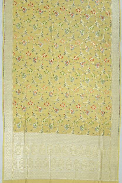 Banarasi Tussar Georgette Jaal Cream Saree