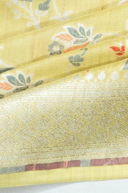 Banarasi Tussar Georgette Jaal Cream Saree