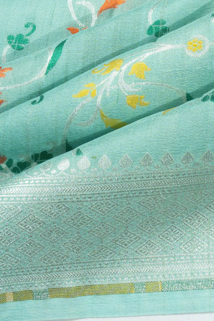 Banarasi Tussar Georgette Jaal Blue Saree