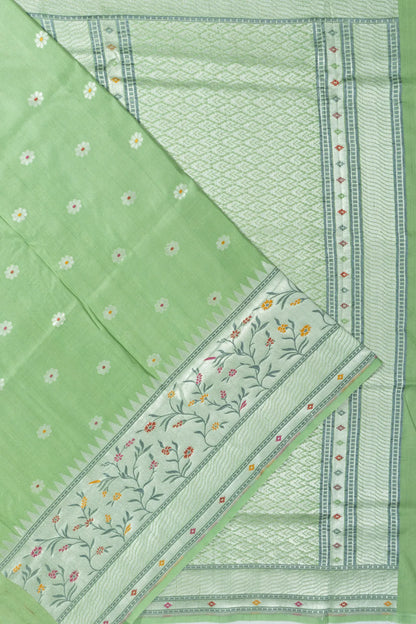 Banarasi Tussar Georgette Butta Pista Green Saree