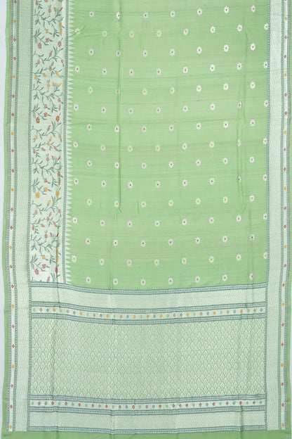 Banarasi Tussar Georgette Butta Pista Green Saree