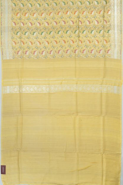 Banarasi Tussar Georgette Jaal Pastel Yellow Saree