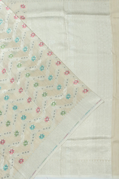 Banarasi Tussar Georgette Jaal Beige Saree
