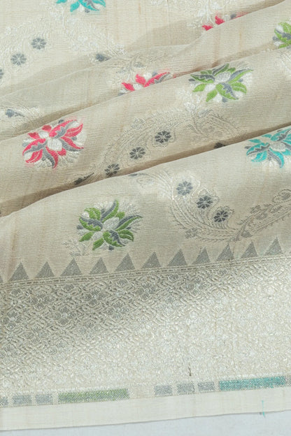 Banarasi Tussar Georgette Jaal Beige Saree