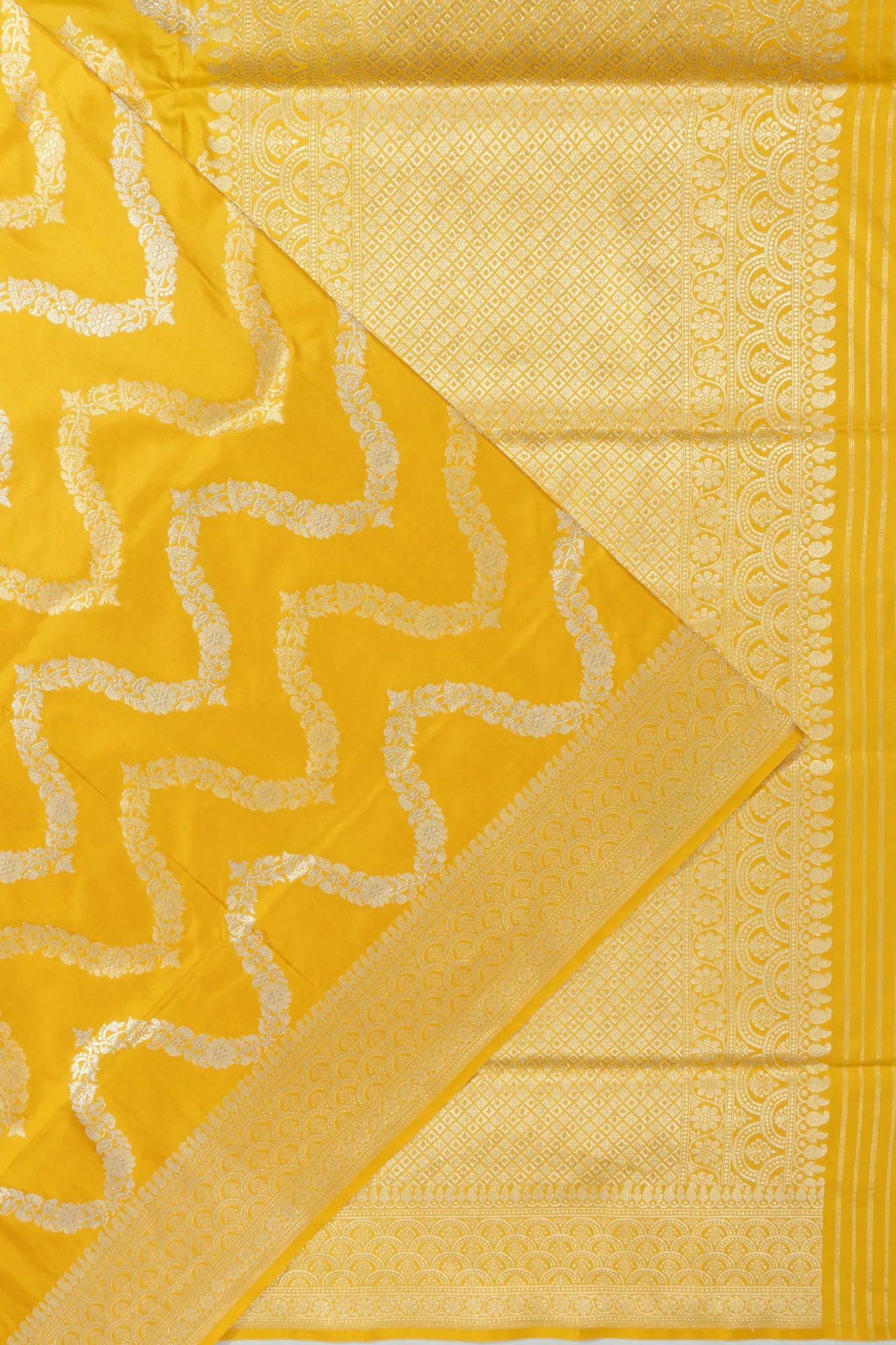 Banarasi Silk Kadwa Jaal Yellow Saree