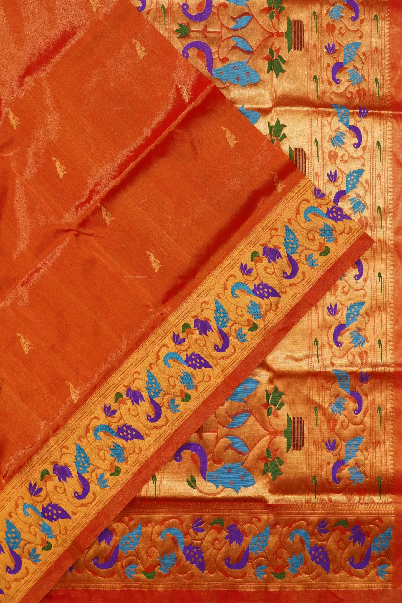 Muniya Silk Tissue Butta Orange Saree