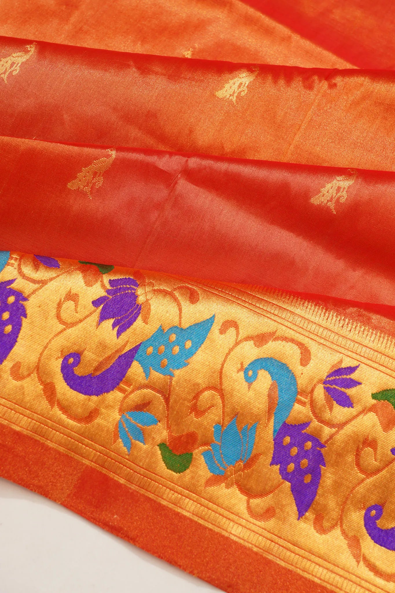 Muniya Silk Tissue Butta Orange Saree