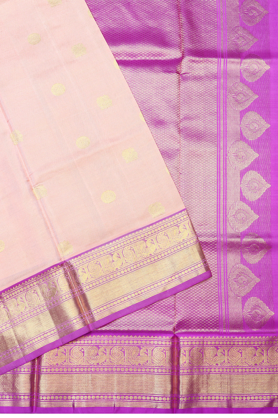 Taranga Kanchi Silk Butta Peach Saree