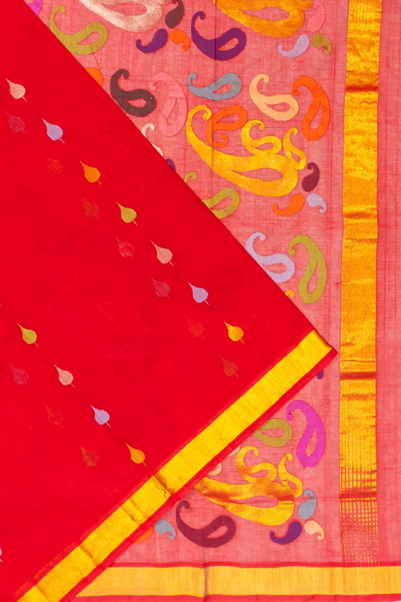 Venkatagiri Cotton Butta Rani Pink Saree With Jamdani Pallu