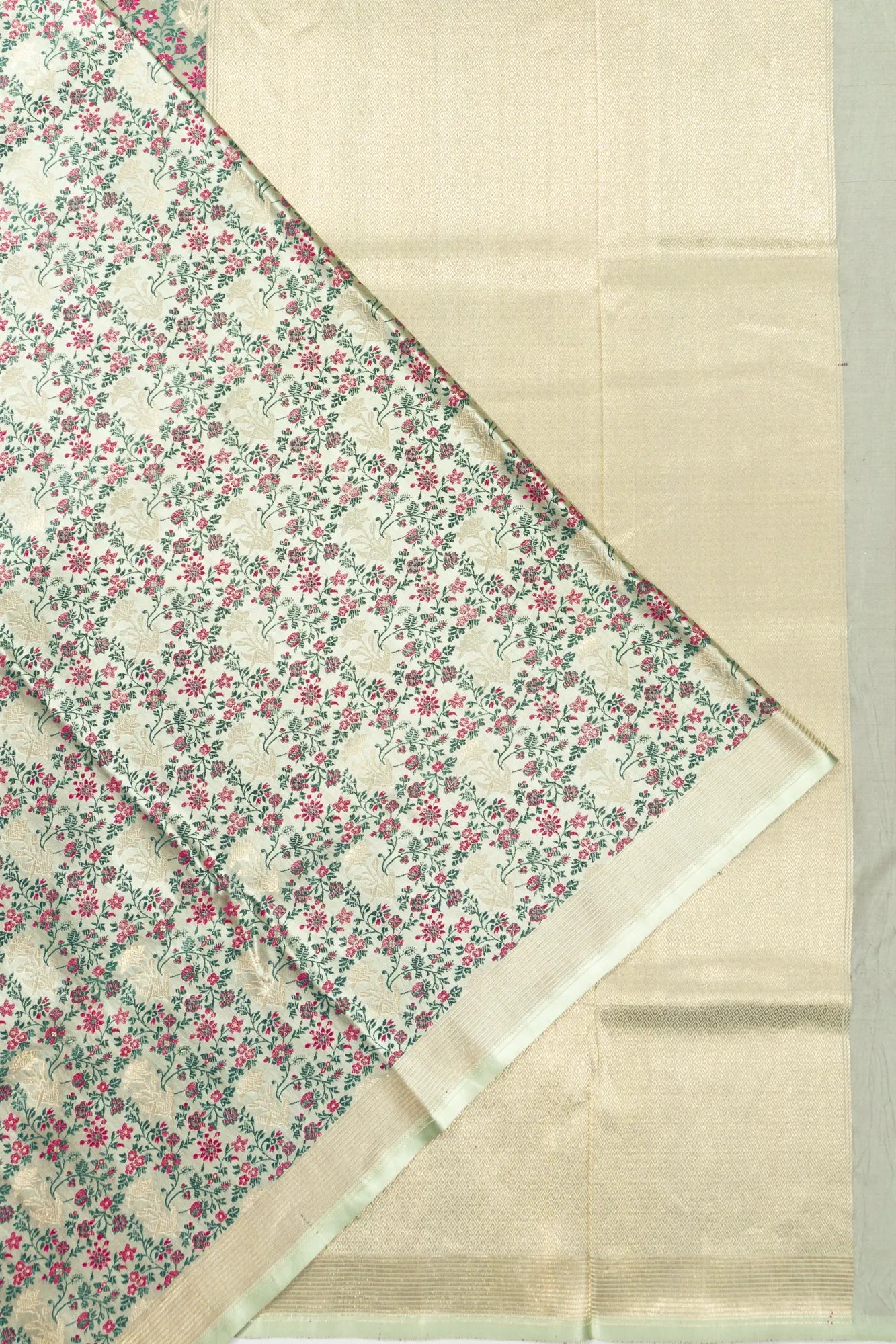 Banarasi Satin Tanchoi Brocade Pastel Green Saree