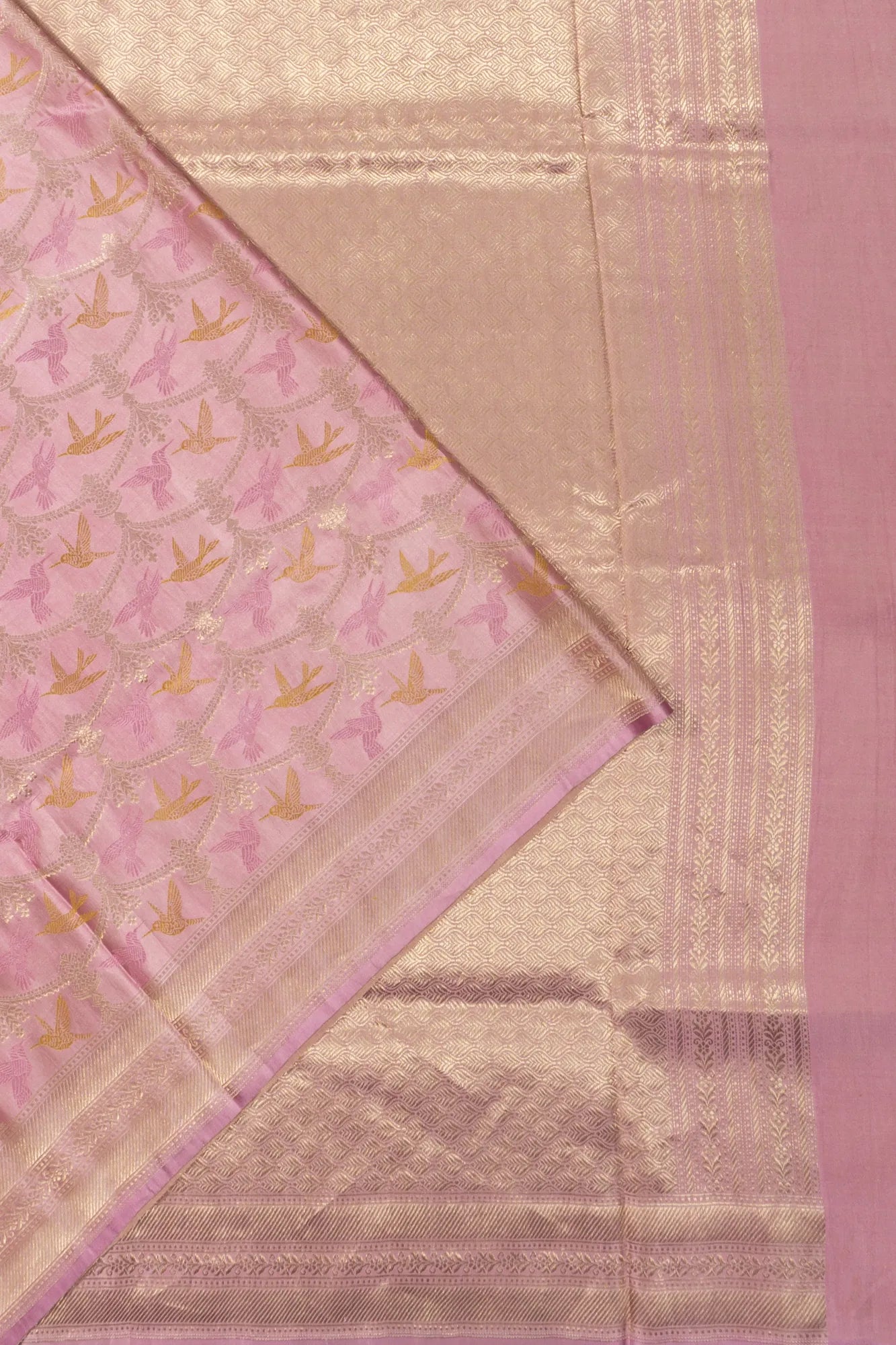 Banarasi Satin Brocade Baby Pink Saree