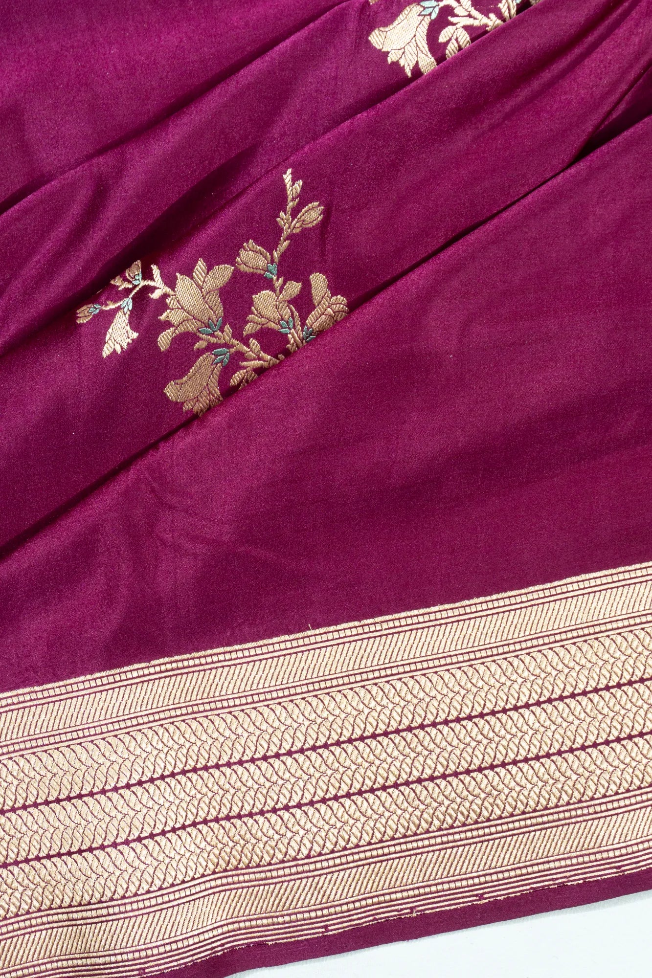 Banarasi Satin Butta Purple Saree
