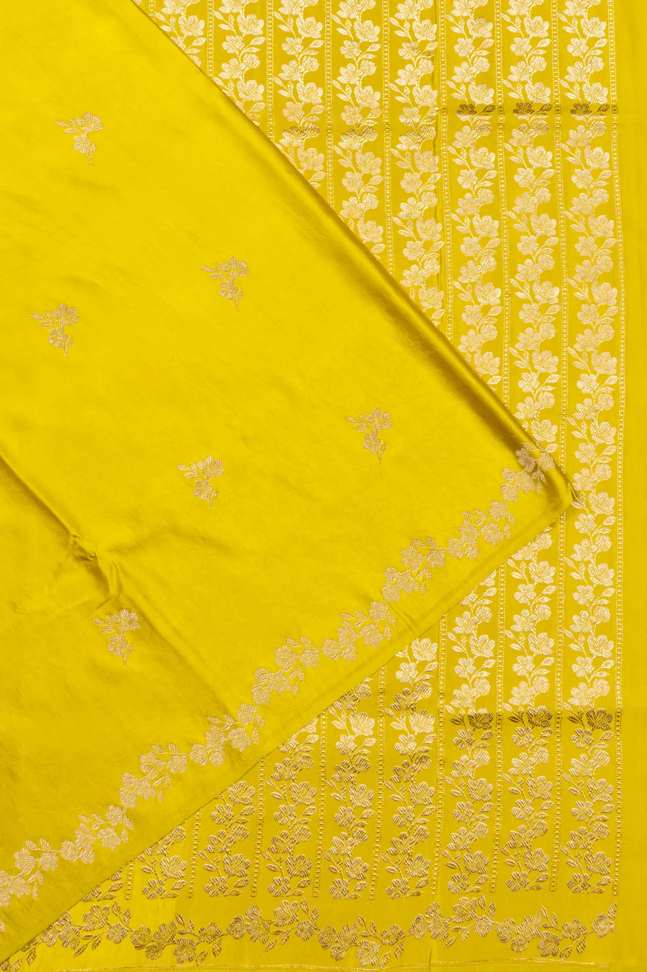 Banarasi Satin Butta Mehendi Green Saree