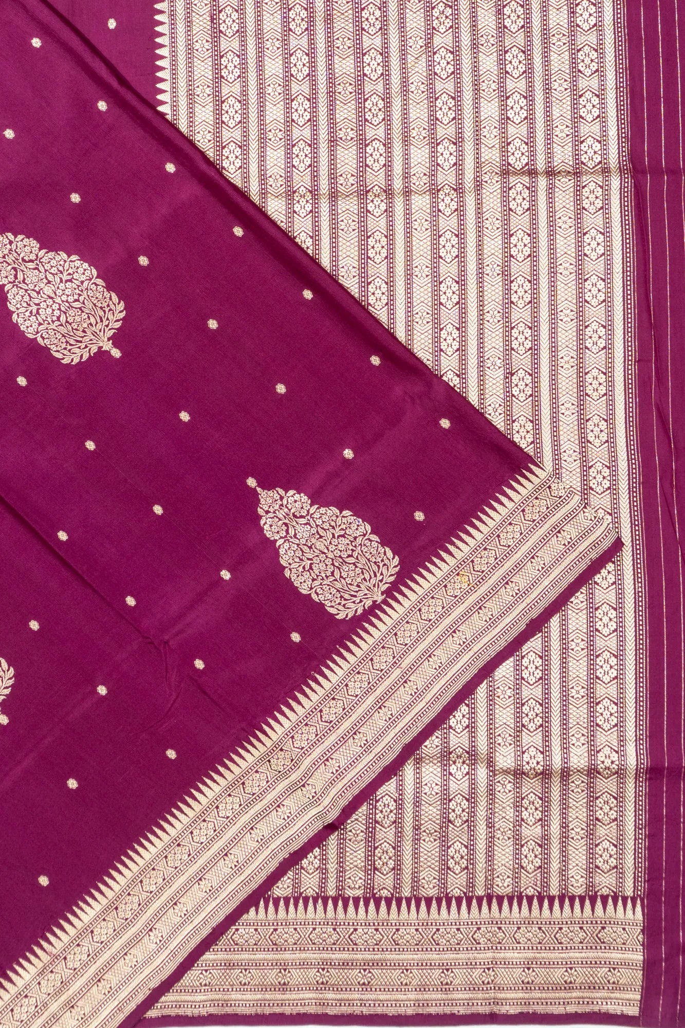 Banarasi Satin Butta Purple Saree
