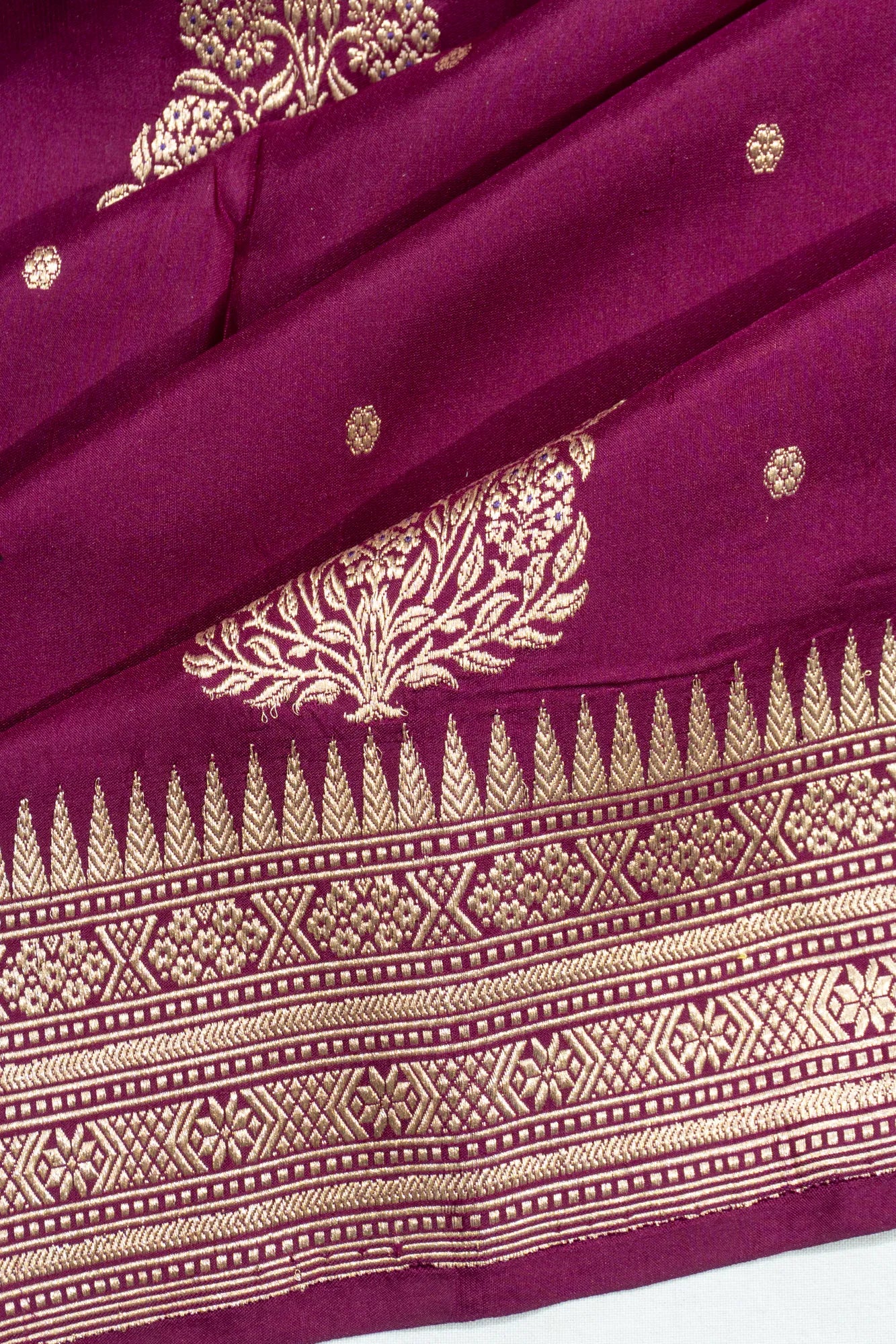 Banarasi Satin Butta Purple Saree