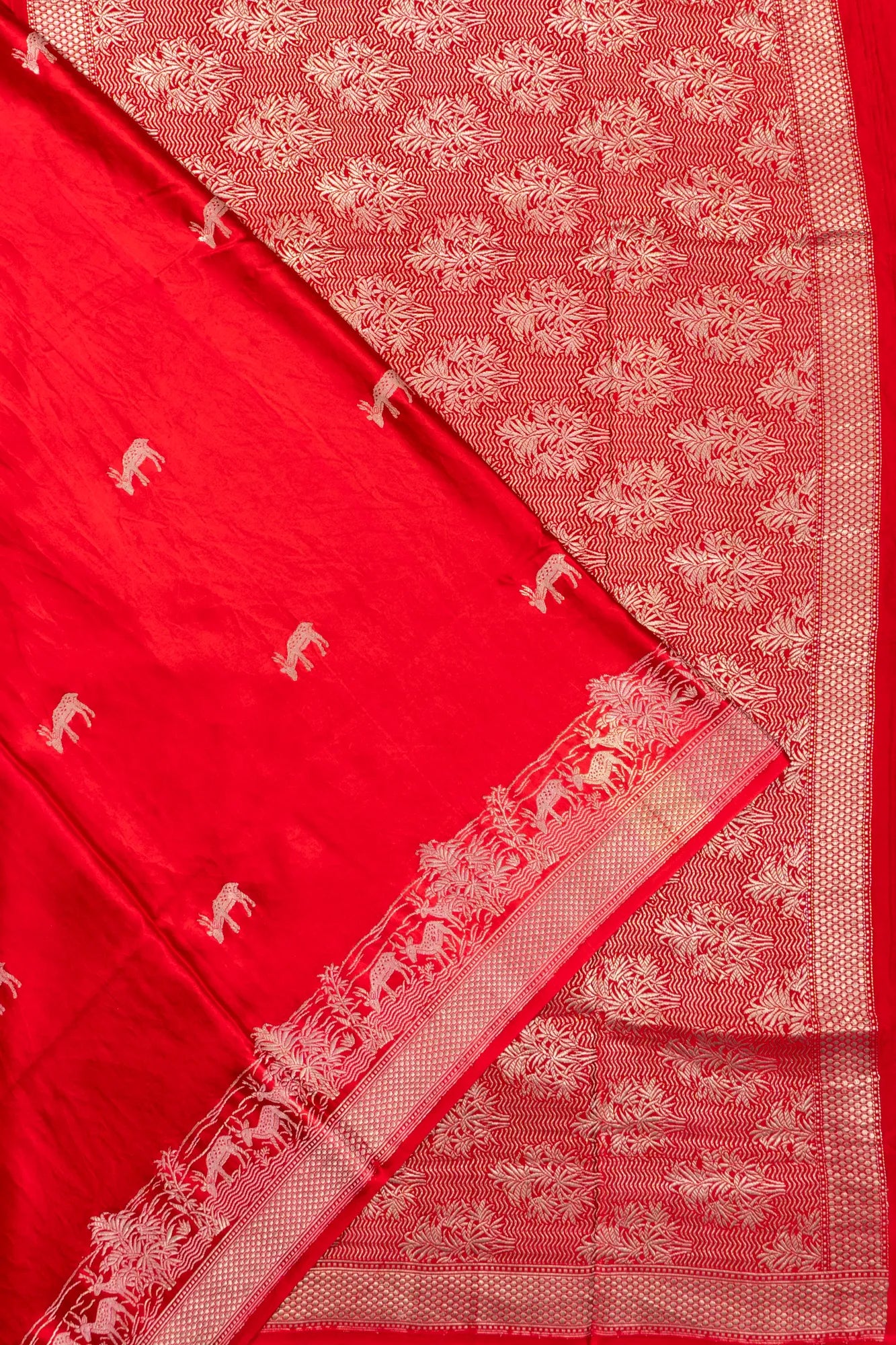 Banarasi Satin Butta Red Saree