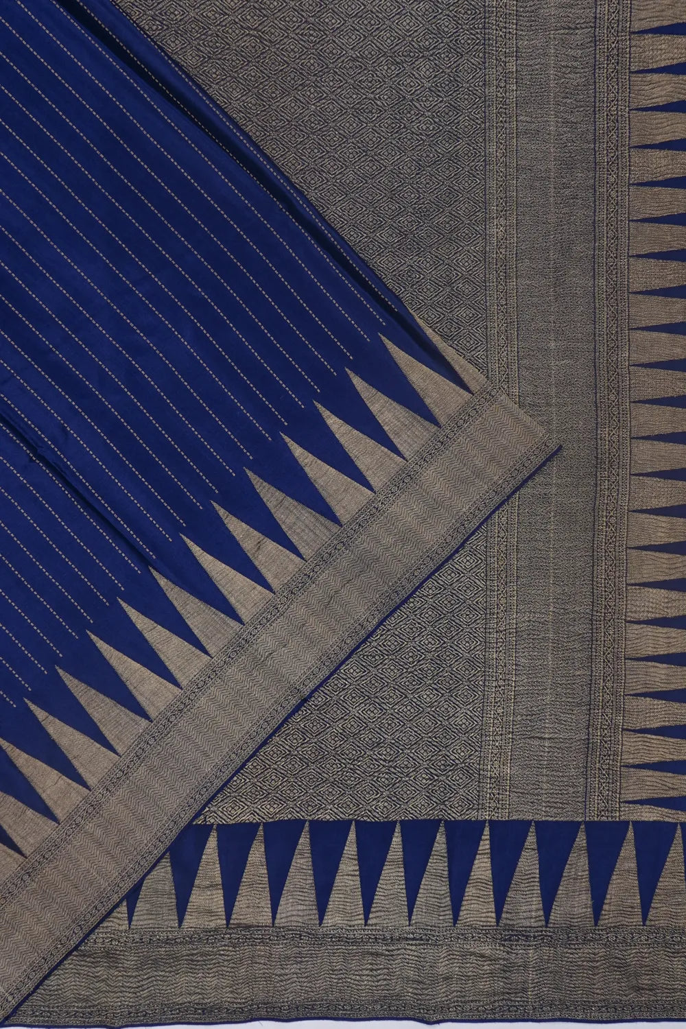 Binny Georgette Vertical Lines Dark Blue Saree