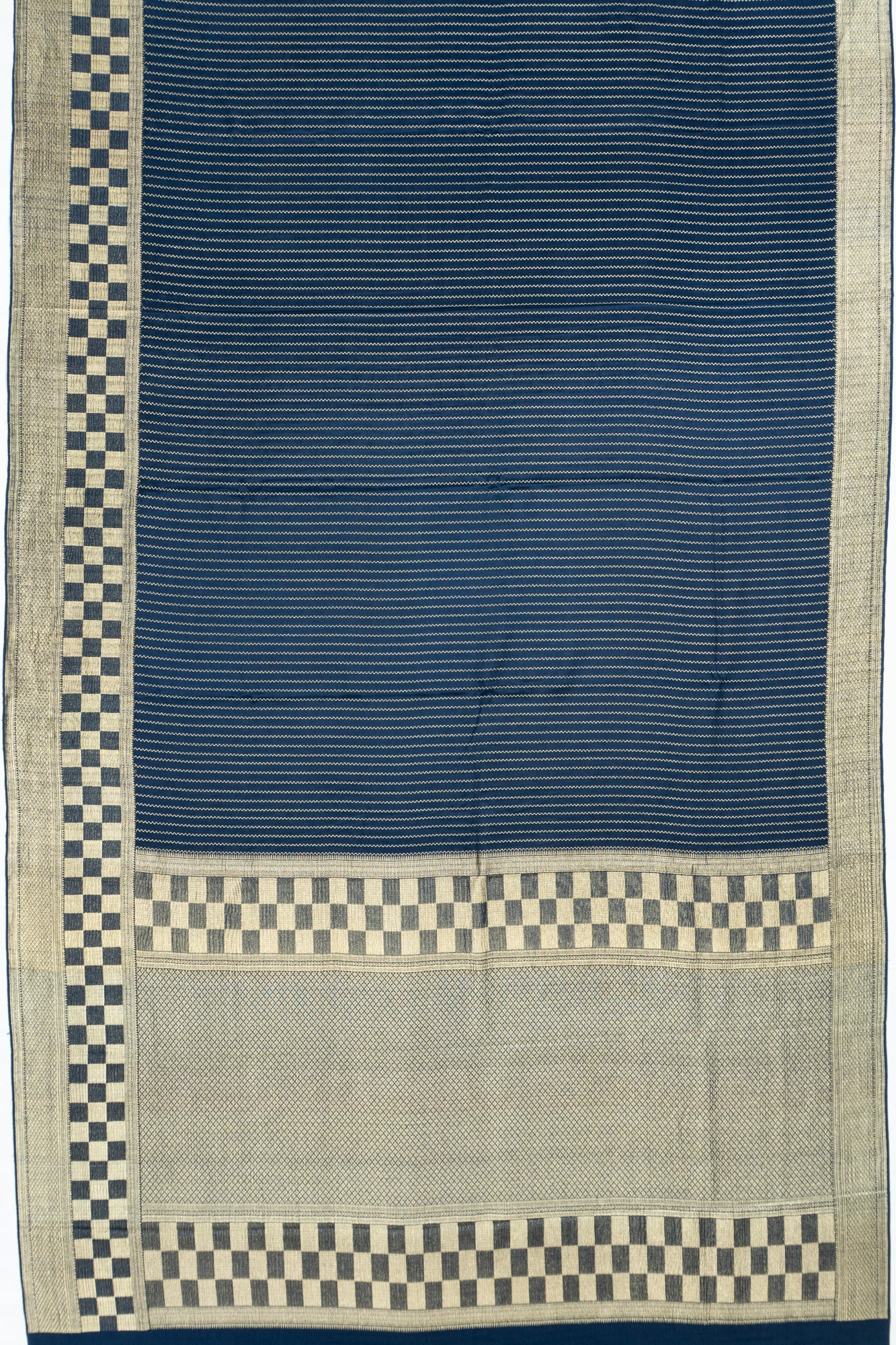 Binny Georgette Vertical Lines Teal Blue Saree