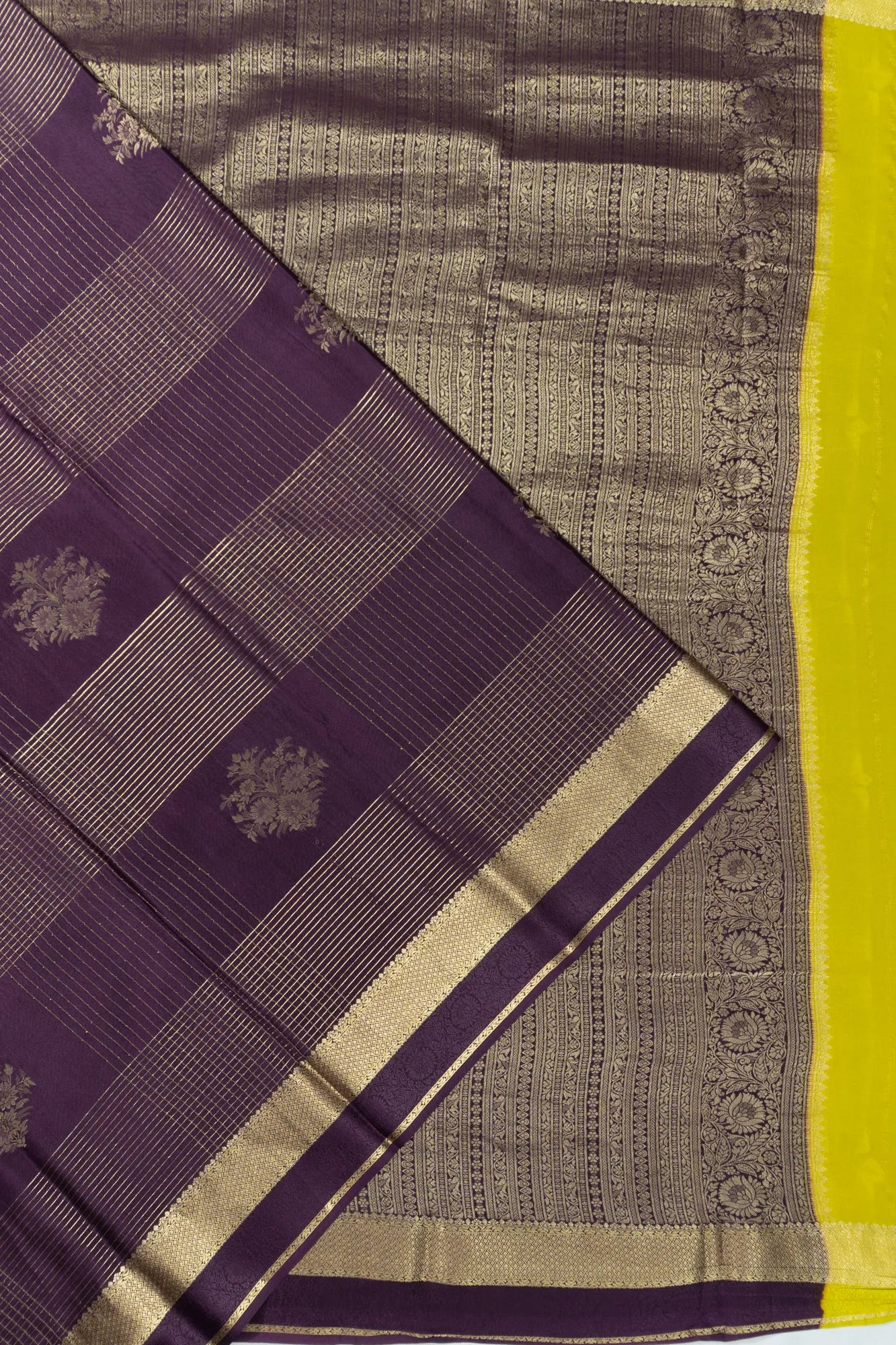 Binny Georgette Checks And Butta Purple Saree