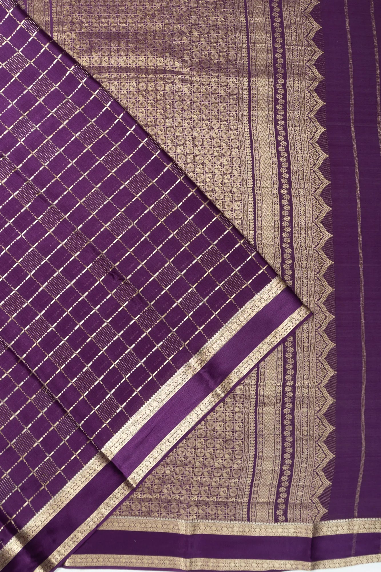 Binny Georgette Checks Purple Saree