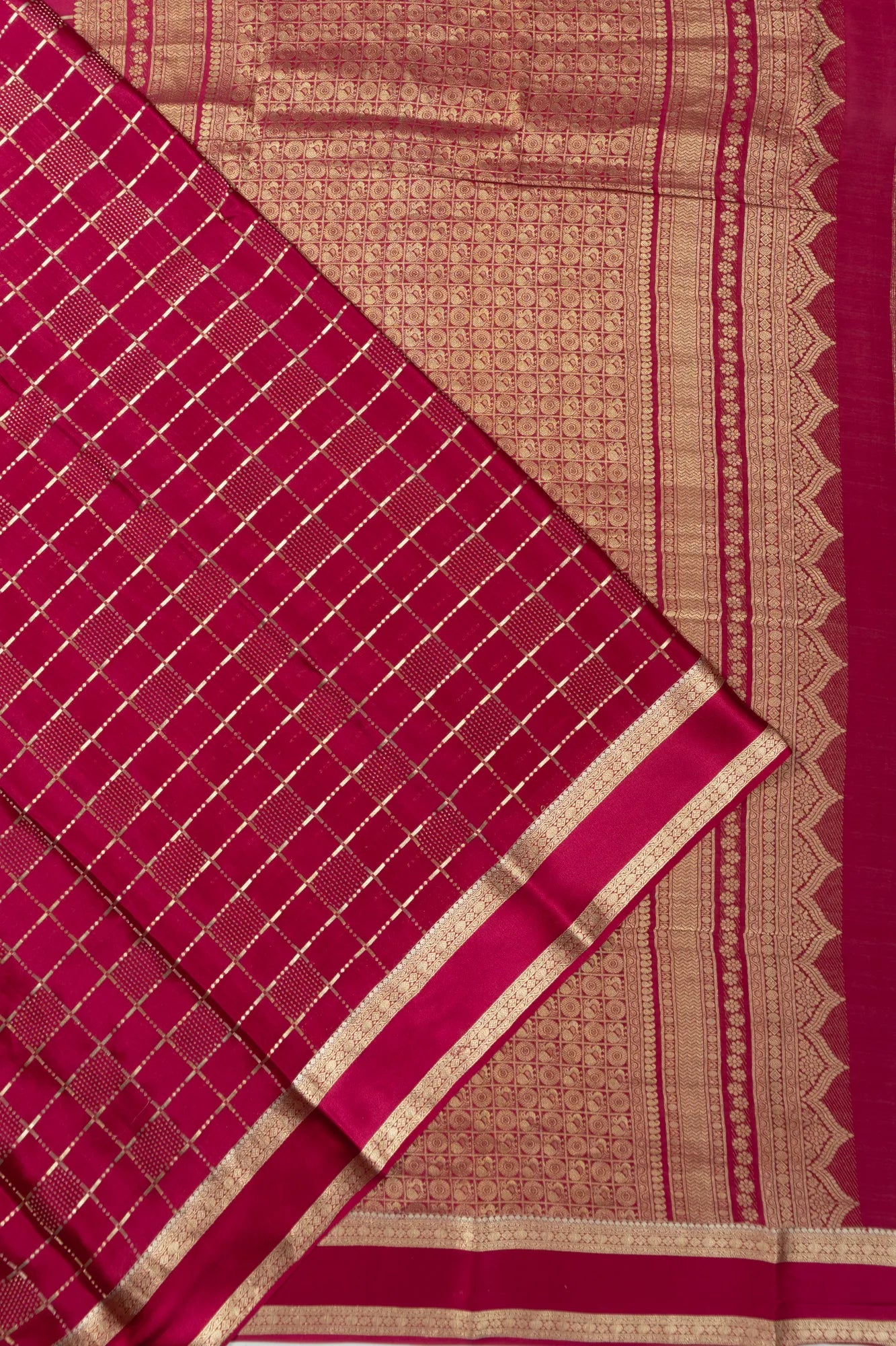 Binny Georgette Checks Pink Saree