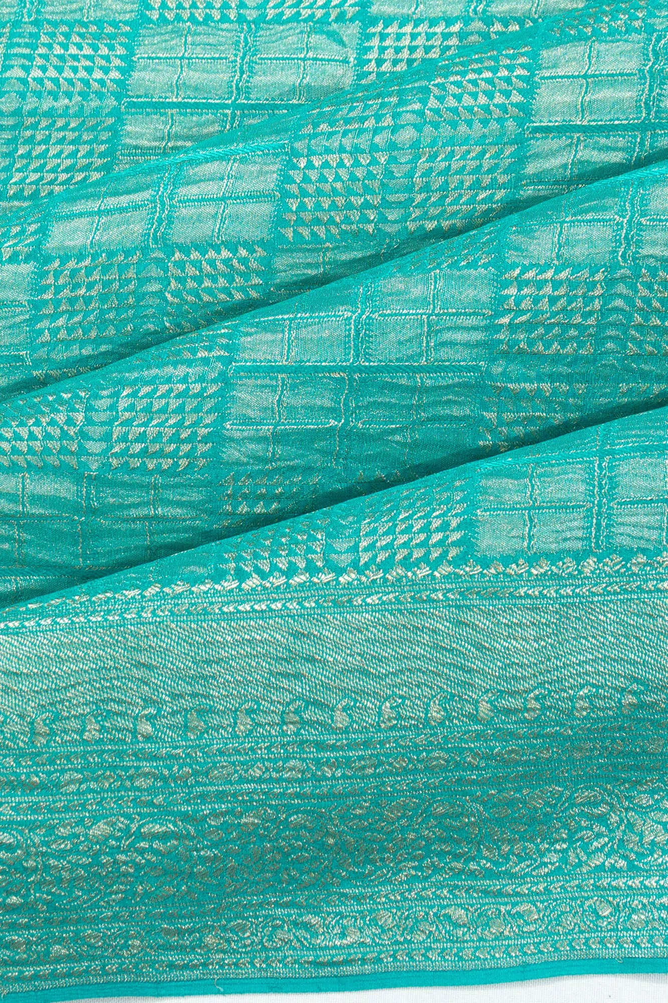 Binny Georgette Geometrical Brocade Sky Blue Saree