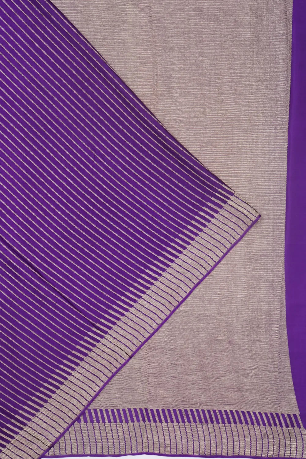 Binny Georgette Vertical Lines Violet Saree