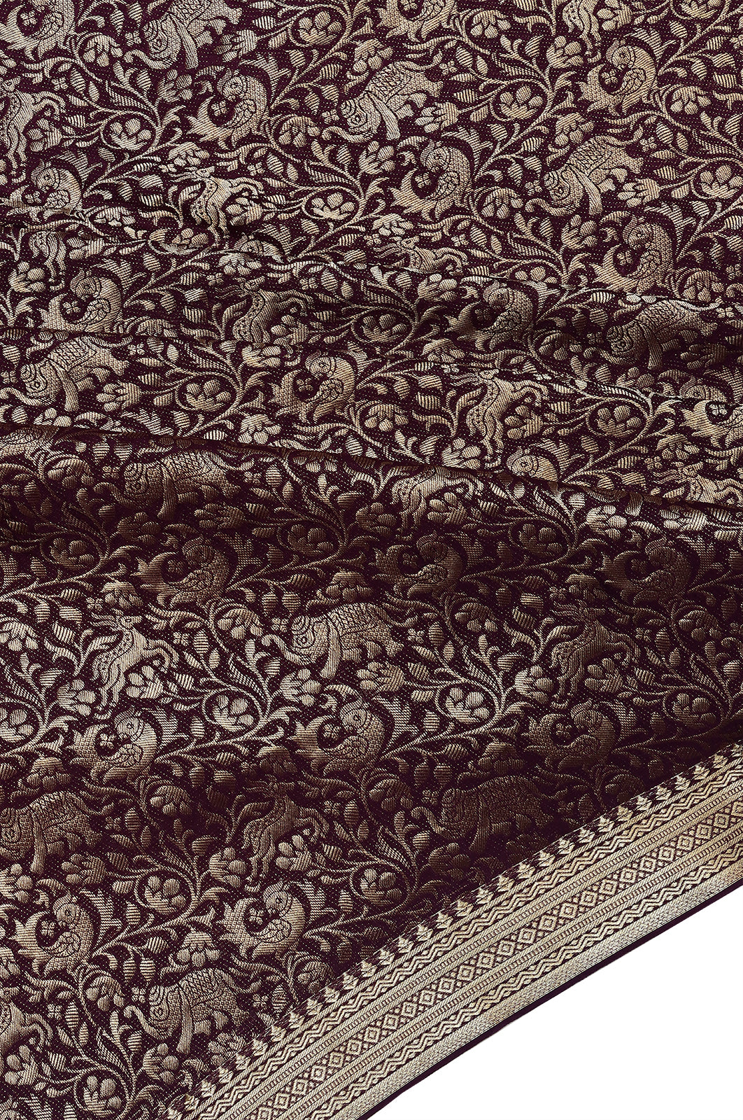 Binny Silk Brocade Brown Saree