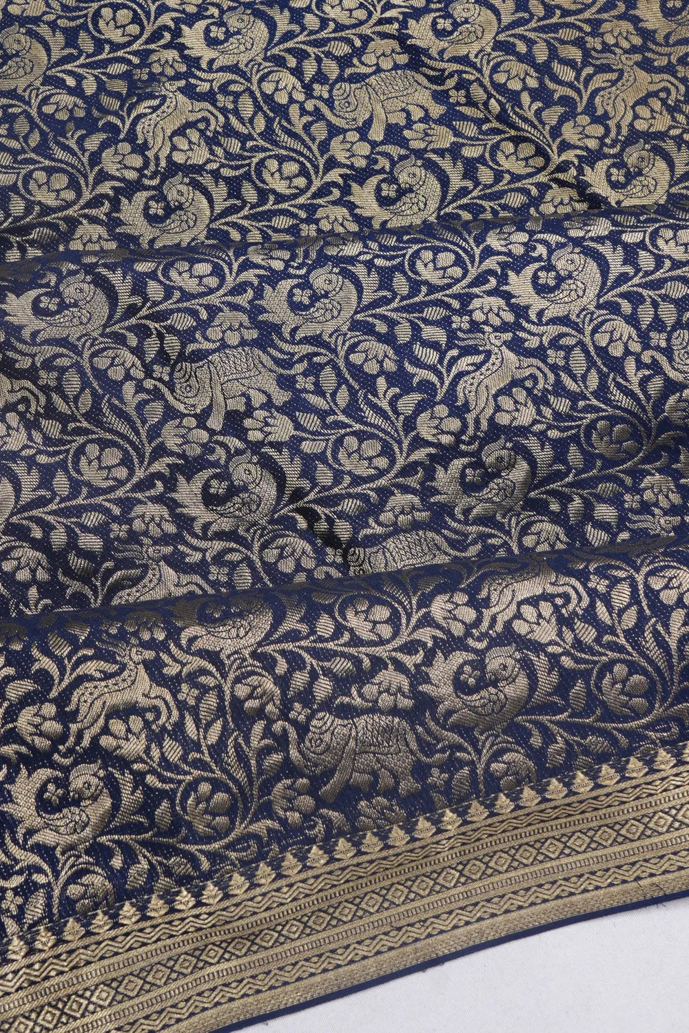 Binny Georgette Brocade Dark Blue Saree