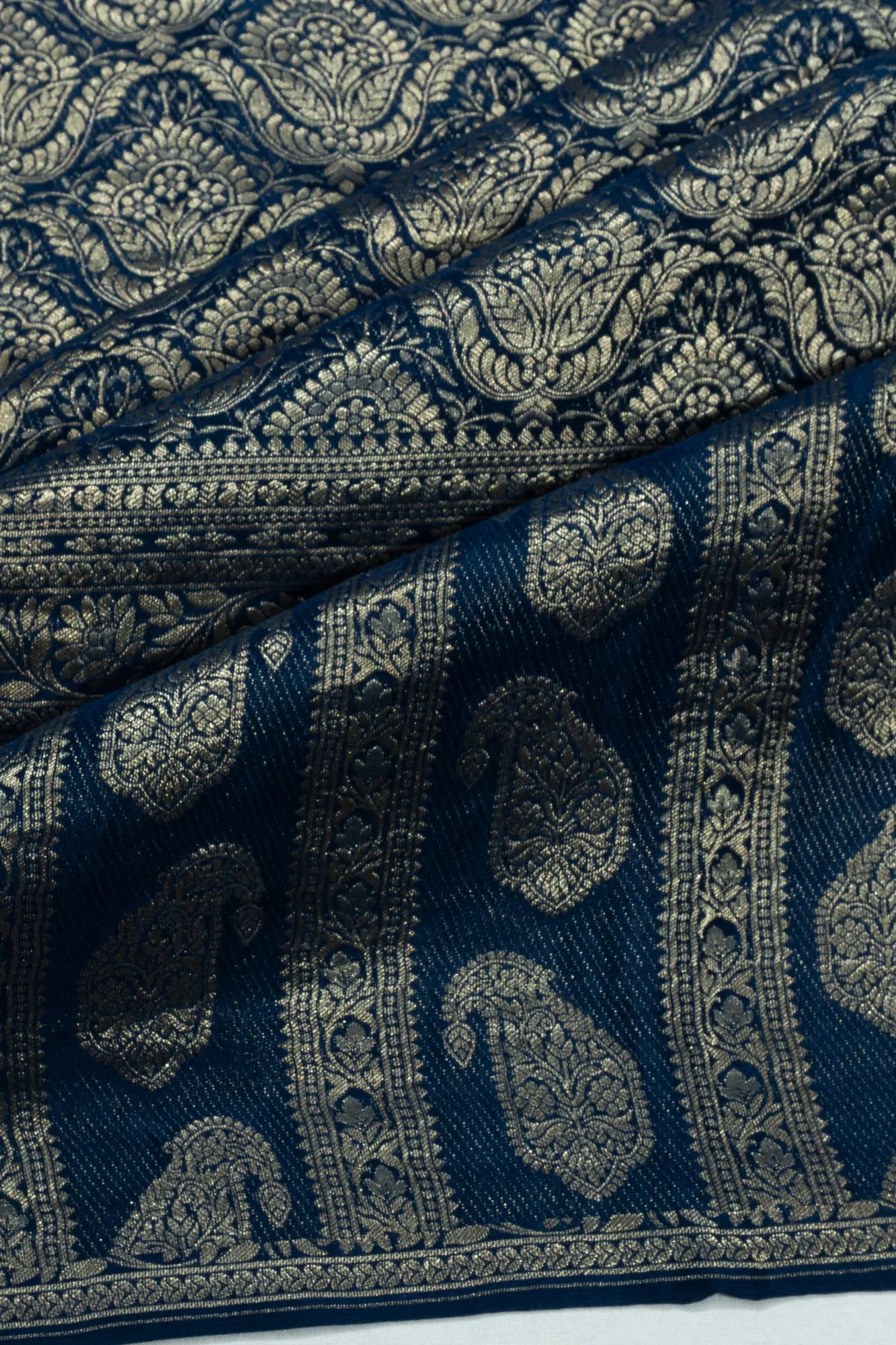 Binny Georgette Brocade Dark Blue Saree