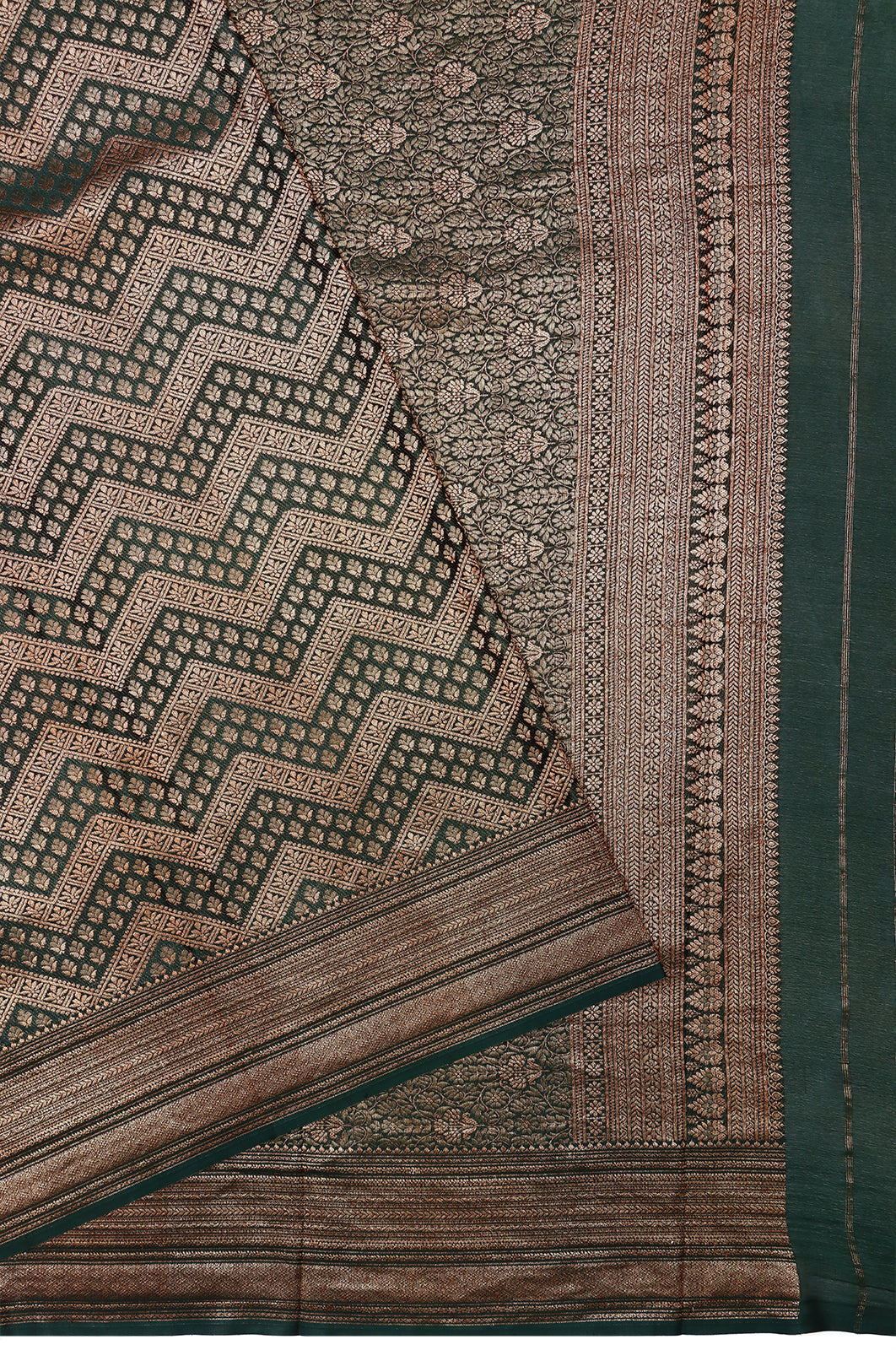 Banarasi Georgette Brocade Dark Green Saree