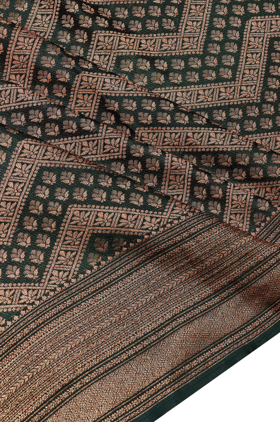 Banarasi Georgette Brocade Dark Green Saree