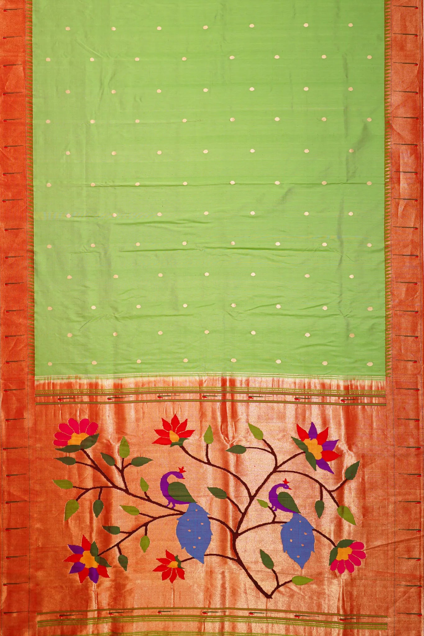 paithani-silk-butta-parrot-green-saree-with-single-muniya-border-1215772049