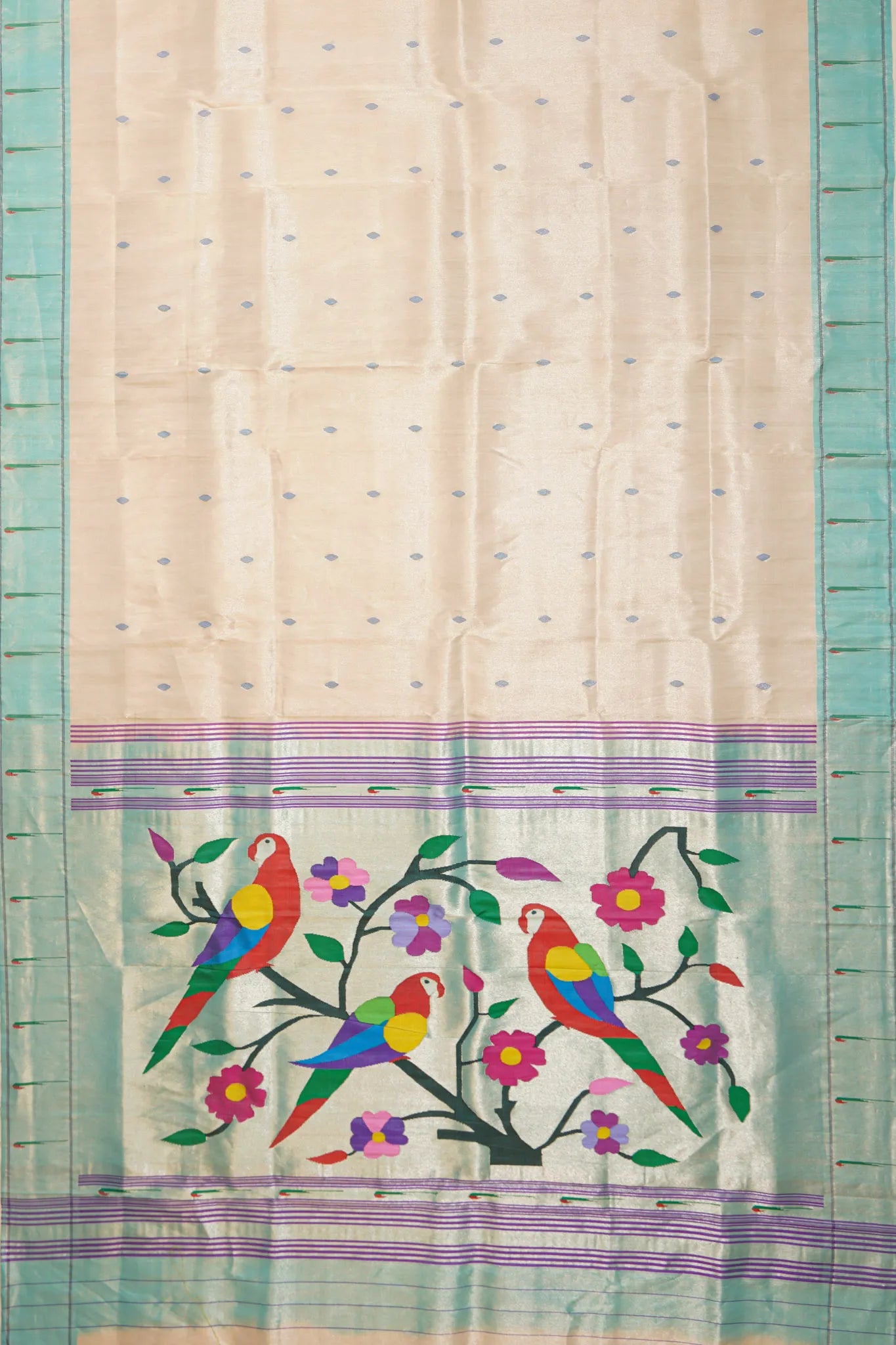 paithani-silk-tissue-butta-white-saree-with-single-muniya-border-1215772059